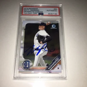 Matt Manning Signed 2019 Bowman #85 Baseball Card Detroit Tigers PSA/DNA Slab
