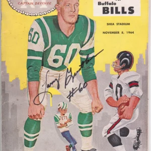 Larry Grantham SIGNED NY Jets 11/8 1964 Bills Program Super Bowl Champion K9 COA