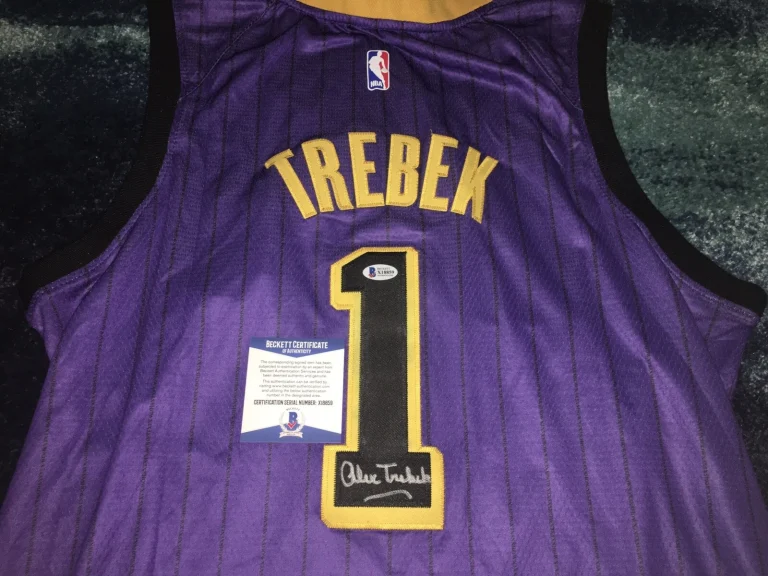 Alex Trebek Signed Los Angeles Lakers Jersey Jeopardy Legend Beckett