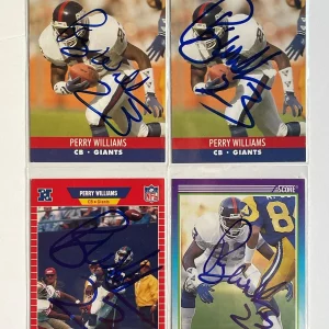 4x Perry Williams SIGNED Autographed NY Giants Card lot of 4 - Pro Set Score