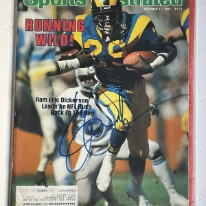 Eric Dickerson SIGNED Sports Illustrated SI LA Rams Hall Of Fame RB - K9 COA