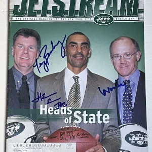 Woody Johnson Herm Edwards Terry Bradway Signed Auto Jets Mag Jetstream 2001
