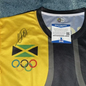 Usain Bolt Signed Puma Rio Olympics Jersey Gold Medal Fastest Jamaica Beckett #8