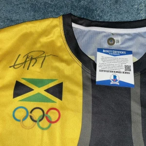 Usain Bolt Signed Puma Rio Olympics Jersey Gold Medal 8x Jamaica Beckett #12
