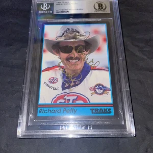 Richard Petty Signed 1991 Traks Trading Card Beckett Encap