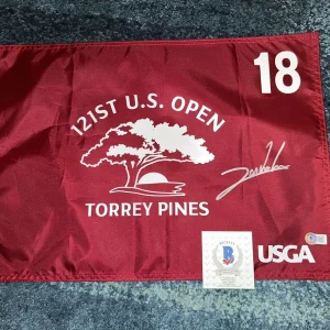 Jon Rahm Signed Official 2021 US Open Flag Torrey Pines 1st Spaniard Beckett
