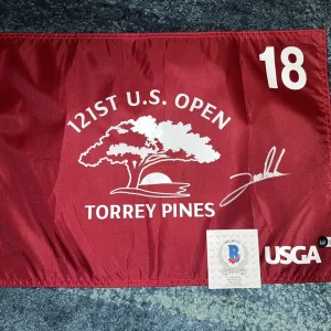 Jon Rahm Signed Official 2021 US Open Flag Torrey Pines 1st Spaniard Beckett #2