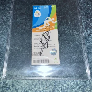Usain Bolt Signed Official Rio 2016 Olympic Ticket Gold Medal Beckett Slab