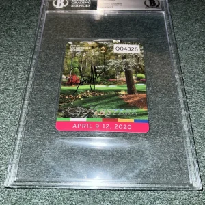 Dustin Johnson Signed Official 2020 Masters Badge Ticket Auto Grade 10 Beckett
