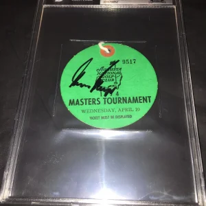 Gary Player Signed Official 1974 Masters Badge Practice Round Ticket Beckett