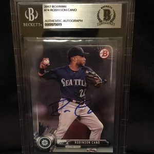 Robinson Cano Signed 2017 Bowman Baseball Card Seattle Mariners Beckett Auth