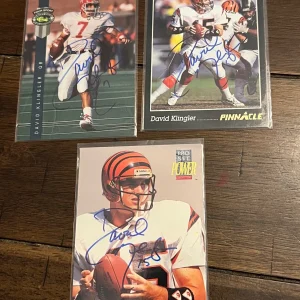 3x David Klingler SIGNED Autographed Houston Bengals Rookie RC Card lot of 3