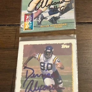 2x Derrick Alexander SIGNED Autographed FSU Seminols Vikings Rookie RC Card lot