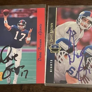 2x Dave Brown SIGNED Autographed NY Giants Duke Rookie RC Card lot