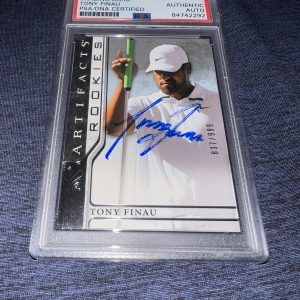 Tony Finau Signed 2021 Upper Deck Artifacts Trading Card 837/999 PSA/DNA Slab