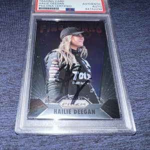 Hailie Deegan Signed 2020 Panini Prizm Fireworks Trading Card PSA/DNA Slab