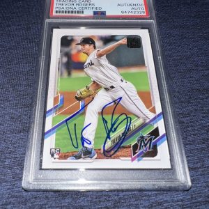 Trevor Rogers Signed 2021 Topps Rookie Trading Card Miami Marlins RC PSA/DNA #2