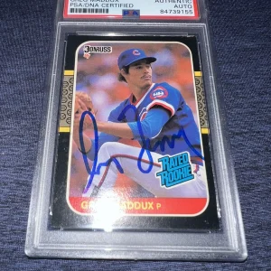 Greg Maddux Signed 1987 Donruss Rookie Card Chicago Cubs HOF PSA/DNA