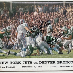 Jets Oct 13th 1968 Program Broncos SIGNED Gerry Philbin Ralph Baker Al Atkinson