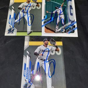Lewis Brinson Signed Topps Lot Of 3 Trading Cards Miami Marlins