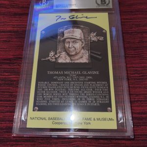 Tom Glavine Signed Official Baseball HOF Plaque Postcard Atlanta Braves BAS #4