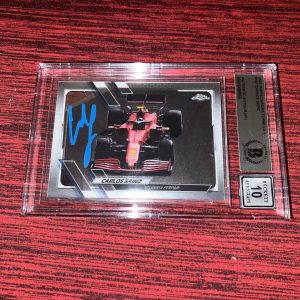 Carlos Sainz Signed 2021 Topps Chrome F1 Trading Card Beckett Gem 10