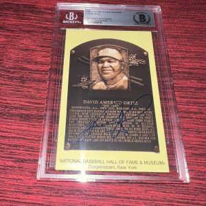 David Ortiz Signed Official Baseball HOF Plaque Postcard Beckett Auto Grade 10