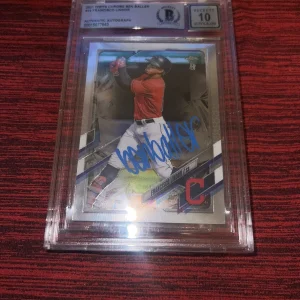 Ben Baller Signed 2021 Topps Chrome Francisco Lindor Trading Card Beckett 10