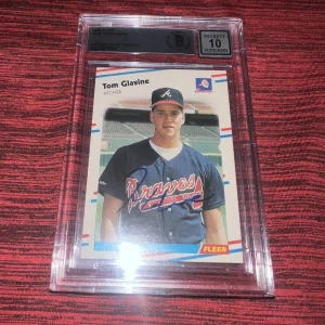 Tom Glavine Signed 1988 Fleer Trading Card Rookie Atlanta Braves Beckett 10 Auto