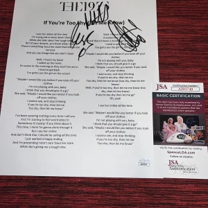 Matt Healy signed “If Your Too Shy Let Me Know” Lyric Sheet Adam Hann Ross JSA