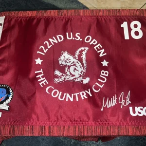 Matt Fitzpatrick Signed Official 2022 US Open Flag The Country Club Beckett #6