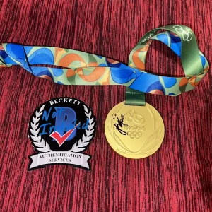 Justin Rose Signed 2016 Rio Olympics Replica Gold Medal Golf Beckett