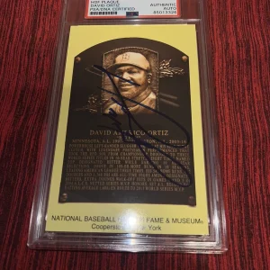 David Ortiz Signed Official Baseball HOF Plaque Postcard Boston Red Sox PSA/DNA
