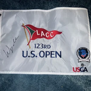 Wyndham Clark Signed Official 2023 US Open Flag LACC Los Angeles Beckett #3