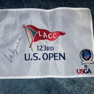 Wyndham Clark Signed Official 2023 US Open Flag LACC Los Angeles Beckett #4