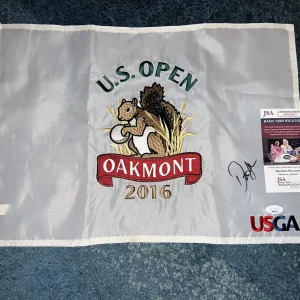 Dustin Johnson Official 2016 US Open Flag 2020 Masters Champion JSA Auth