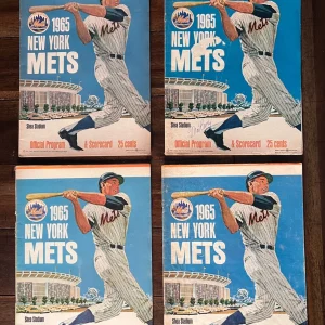 Lot Of 4 New York Mets Official Original Program Scorecard 1965 Shea Stadium