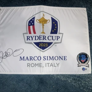 Rory McIlroy Signed Official 2023 Ryder Cup Flag Marco Simone Champs Beckett
