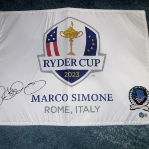 Rory McIlroy Signed Official 2023 Ryder Cup Flag Marco Simone Champs Beckett #3