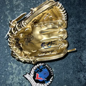Nate Lowe Signed Official Rawlings Mini Gold Glove Texas Rangers Beckett Auth