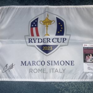 Tyrrell Hatton Signed Official 2023 Ryder Cup Flag Marco Simone Champ JSA #2