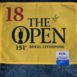 Brian Harman Signed Official 151st Open Championship Flag British Champ PSA #2