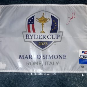 Jon Rahm Signed Official 2023 Ryder Cup Flag Marco Simone Champ PSA/DNA