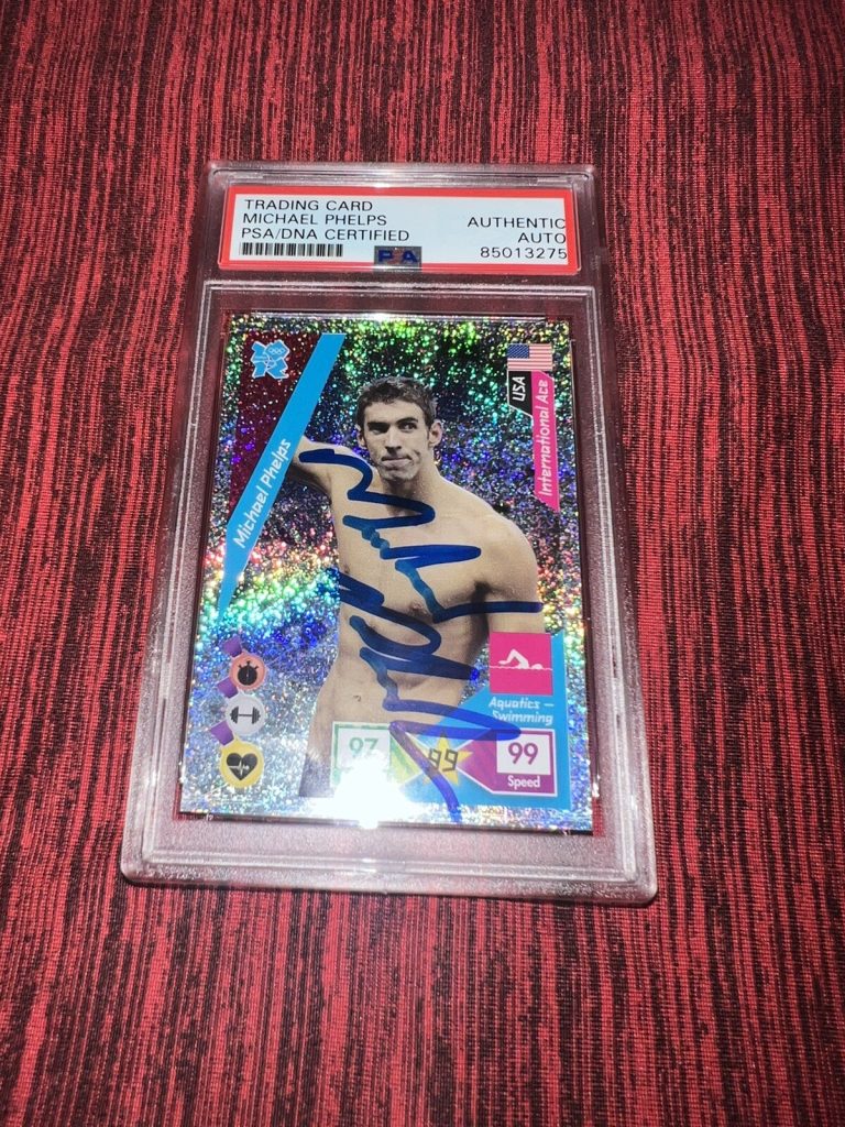 Michael Phelps Signed 2012 Panini Adrenalyn XL London Glitter Foil Card PSA/DNA