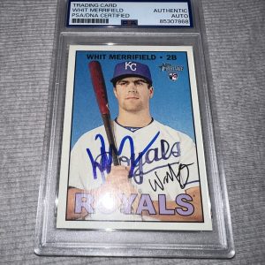 Whit Merrifield Signed 2016 Topps Heritage RC Trading Card Royals Jays PSA/DNA