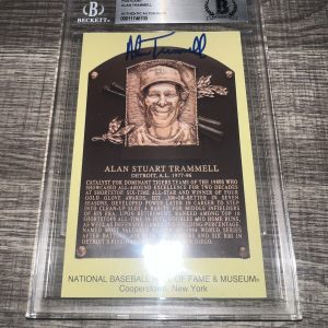 Alan Trammell Signed Official Baseball HOF Plaque Postcard Cancelled Beckett