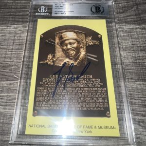 Lee Smith Signed Official Baseball HOF Plaque Postcard Cancelled Beckett