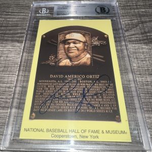 David Ortiz Signed Official MLB HOF Plaque Postcard Cancelled Auto 10 Beckett