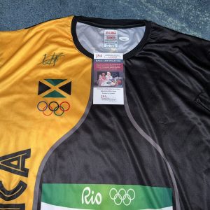Usain Bolt Signed Puma Rio Olympics Jersey Gold Medal 8x Jamaica JSA Auth #3