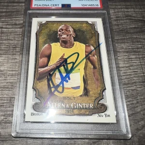 Usain Bolt Signed 2024 Allen & Ginter Trading Card #208 Gold Medal PSA/DNA